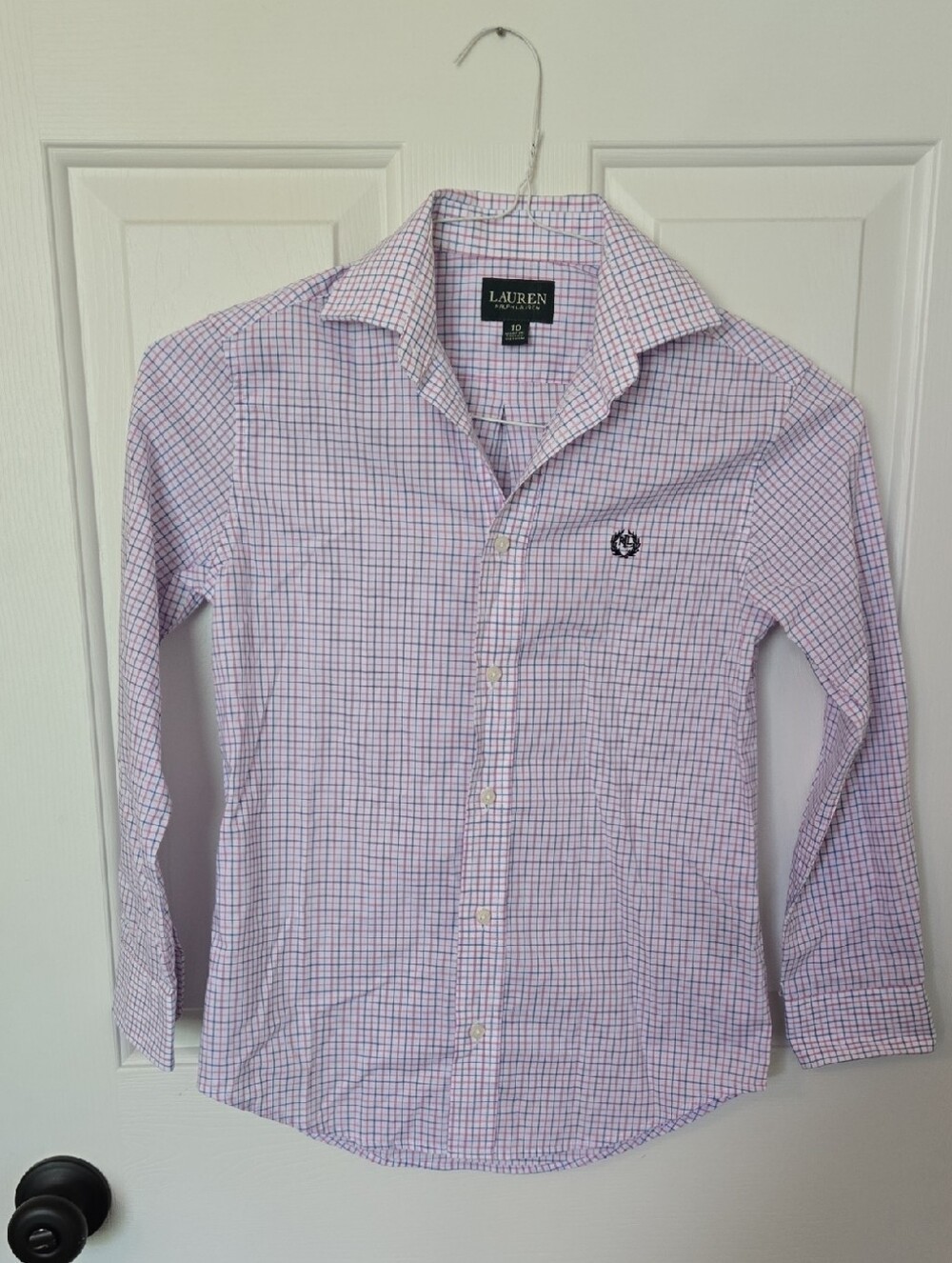 Lauren Ralph Lauren Pink and Blue Check Dress Shirt, Boys Size 10